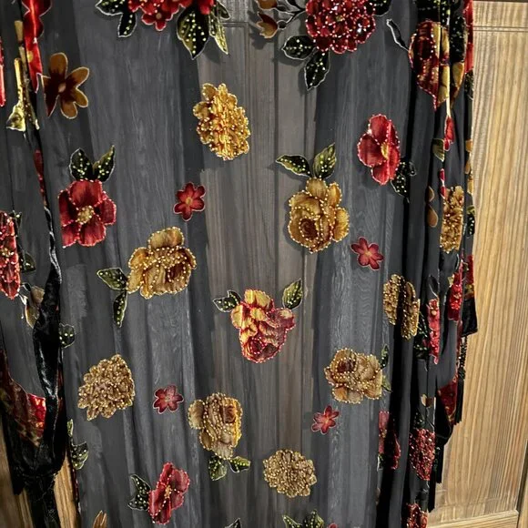 Lucy’s Silk Sequined Long Cover Up in Black - Picture 4 of 9